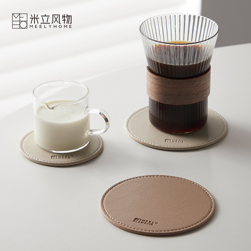 风物皮革杯垫茶杯垫杯子垫轻奢高级感隔热垫茶垫水杯垫