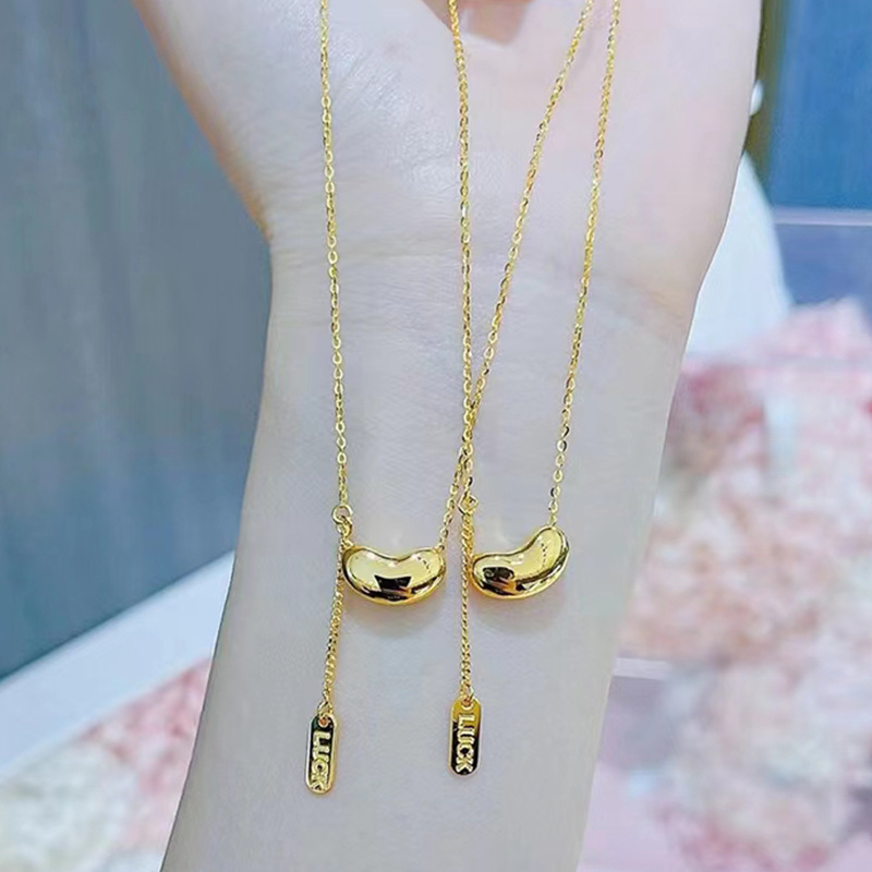 沙金相思红豆项链 小巧精致红豆吊坠吊坠项链一体链luky吊坠礼品