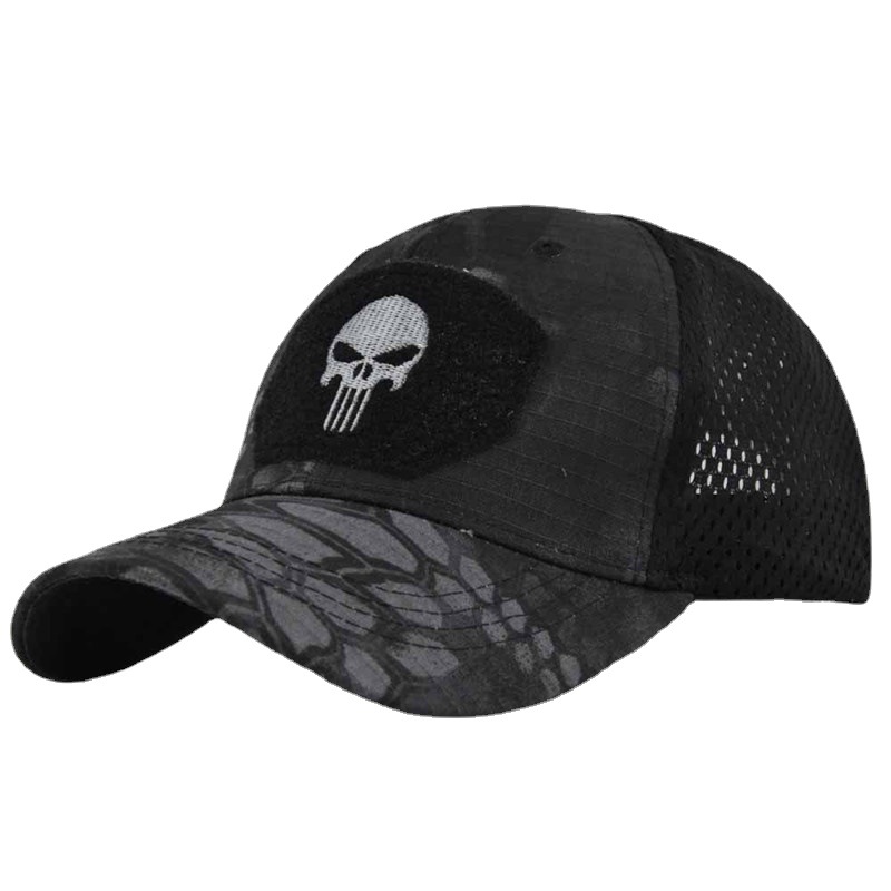 Hat Outdoor Camouflage Baseball Mesh Cap Special Forces Tactics Camouflage Hat Skull Sun-Proof Velcro Peaked Cap