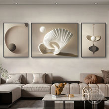 意式极简客厅挂画高级感沙发背景墙装饰画轻奢高档大气抽象三联画