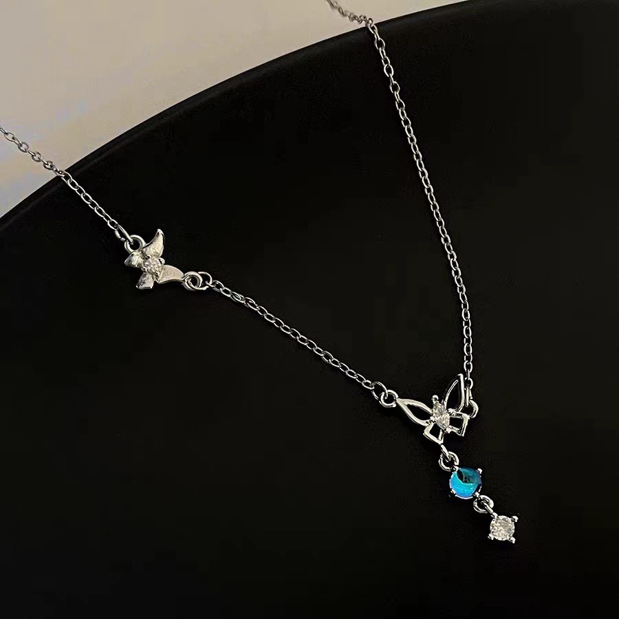 蝴蝶月光石轻奢项链s925纯银不掉色时尚气质极光系列白昼之约锁骨