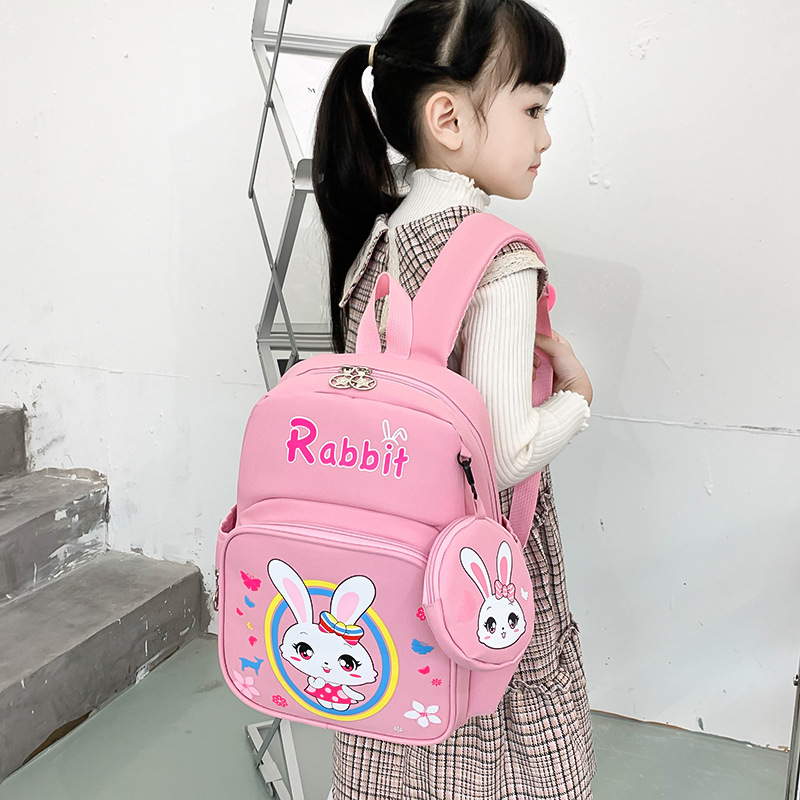 Elementary School Student Book Bag with Coin Purse Children Printed Schoolbag Cute Cartoon Children's Spine Protection Schoolbag