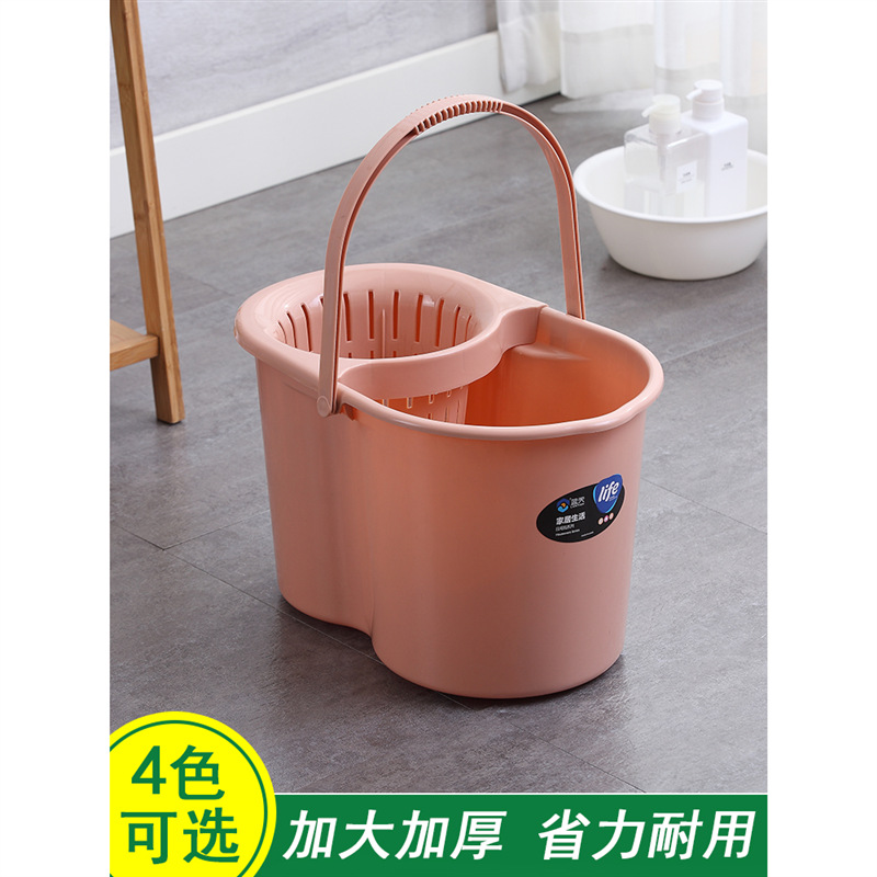 家用手压拖把桶带滑轮加厚旋转挤水桶墩布清洁桶拖把拧干桶大容量