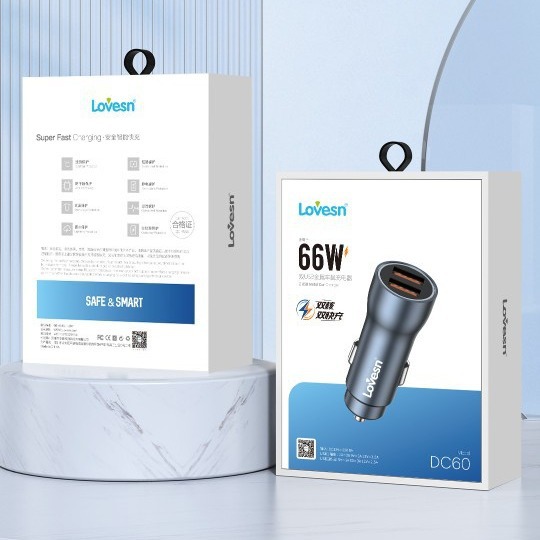 海韵dc60dc61车充双usb金属快充车载充电器66w 20w多协议a c快充