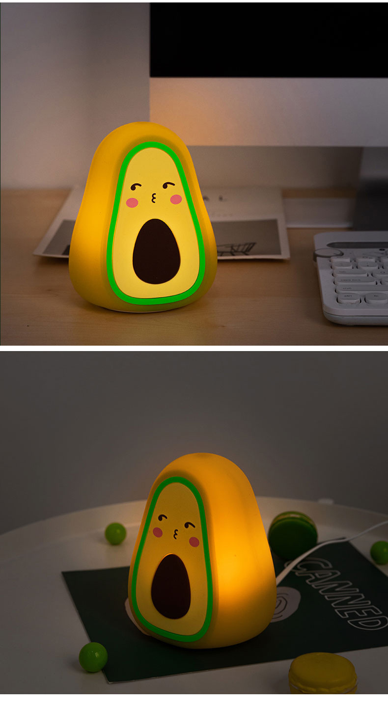 牛油果硅胶小夜灯卡通led充电氛围灯创意卡通学生伴睡可爱萌萌灯