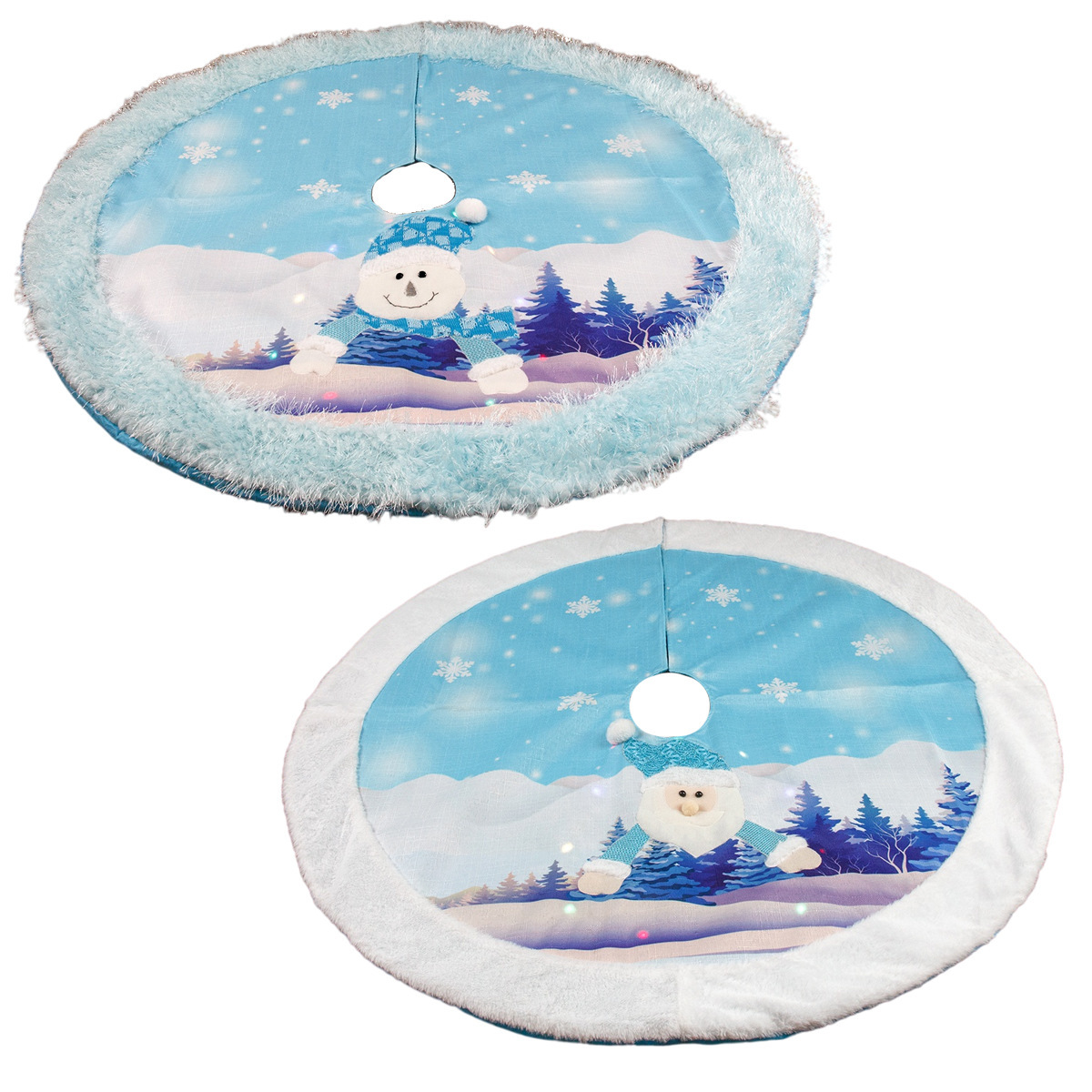 Christmas Decorations Light-Emitting Christmas-Tree Skirt 108cm Old Snowman Shiny Decorative Christmas Tree Apron with Lights