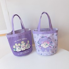 新款春夏手提包女水桶包ins可爱兔子手拎学生饭盒包便携小布包