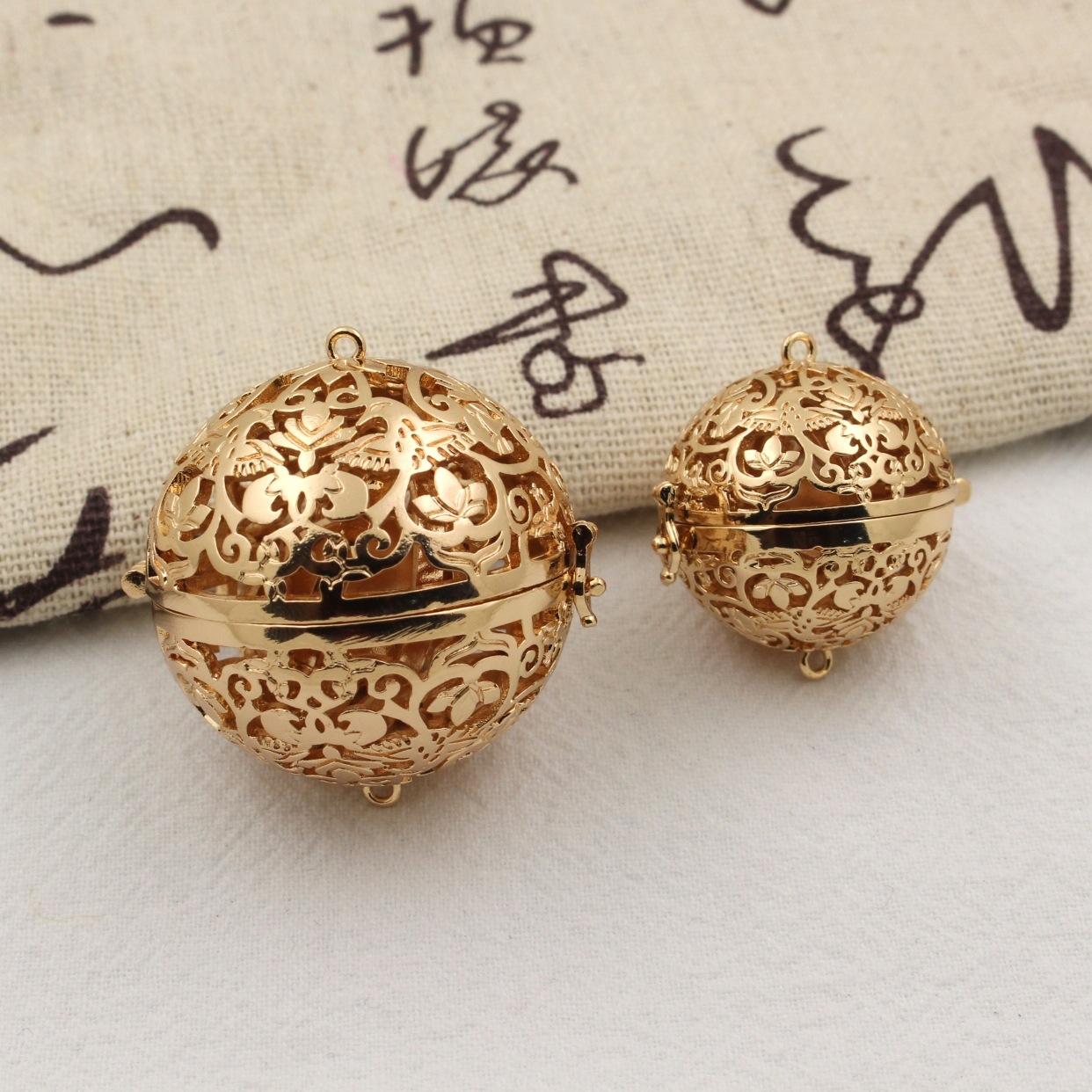 铸铜葡萄花鸟纹银香囊球镂空香囊球挂件历史博物馆宫廷35mm25mm