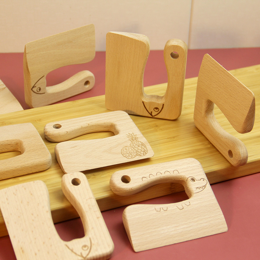木质儿童刀鱼形儿童厨房刀具 木制儿童玩具刀 切水果蔬菜木刀玩具