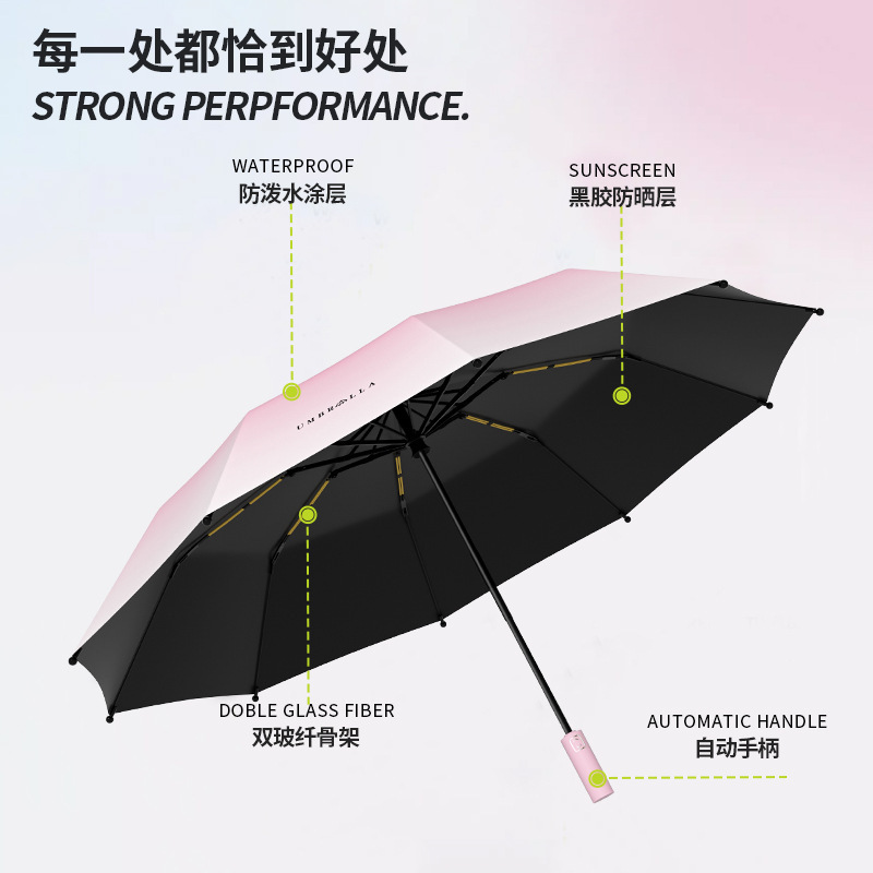 Self-Opening Umbrella Large Large Gradient Student Sun Umbrella UV Umbrella Sun Protection Umbrella Rain Dual-Use Female