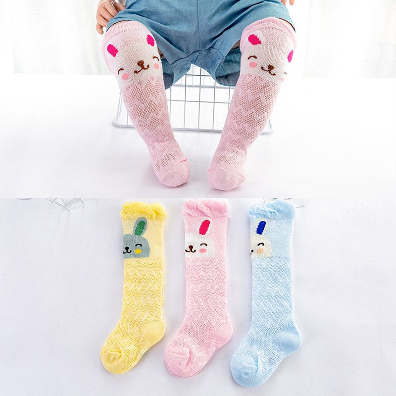 Summer Baby Socks Cartoon High Tube Knee Socks Socks Baby Breathable Mesh Anti-Mosquito Socks Cotton Stockings