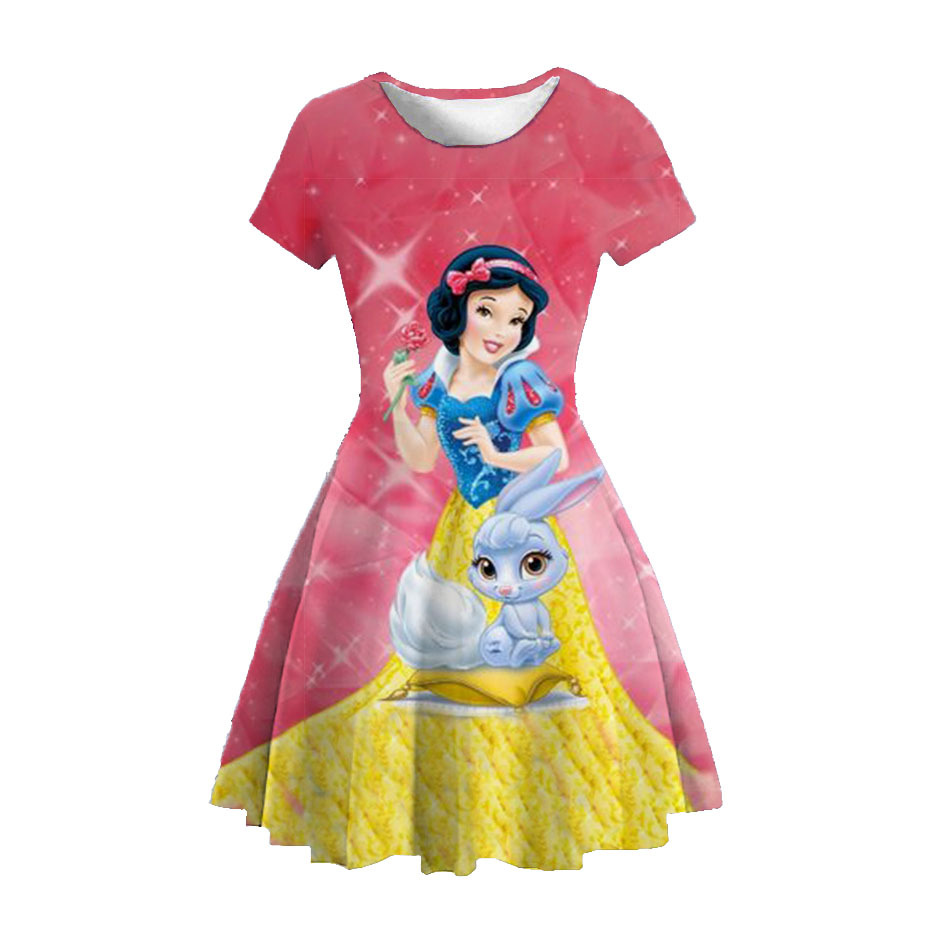 跨境外贸新款女童冰雪奇缘连衣裙夏儿童女孩裙白雪公主短袖裙