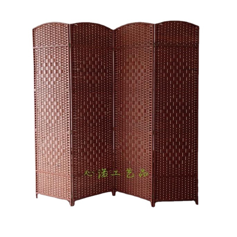 Screen Partition Wall Straw and Rattan Woven Folding Solid Wood Fashion Hotel Hallway Living Room Bedroom Mobile Accordion Partition Simple