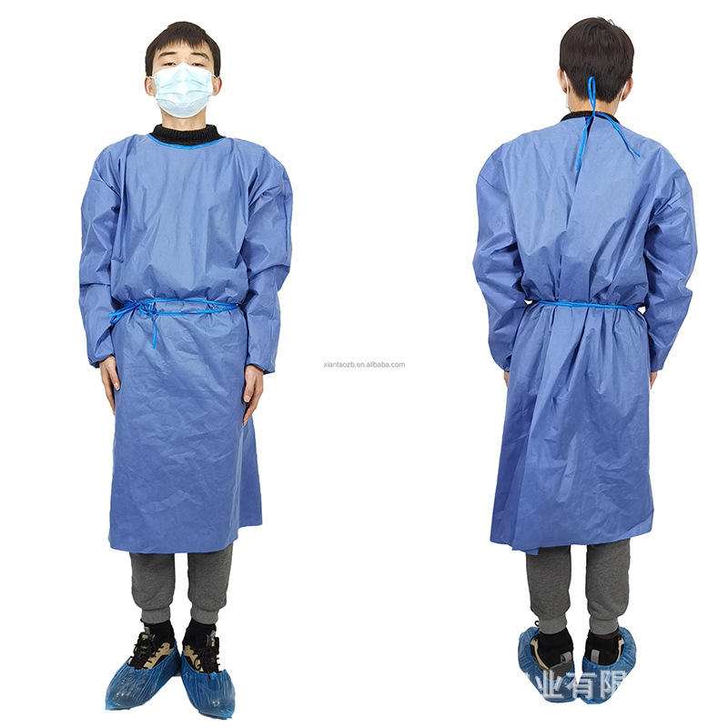 一次性隔离衣蓝色sms防护服加厚透气无纺布工作服防尘反穿衣