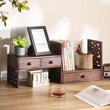 创意复古实木架子桌面置物架学生书桌桌上书架飘窗收纳简易小书柜