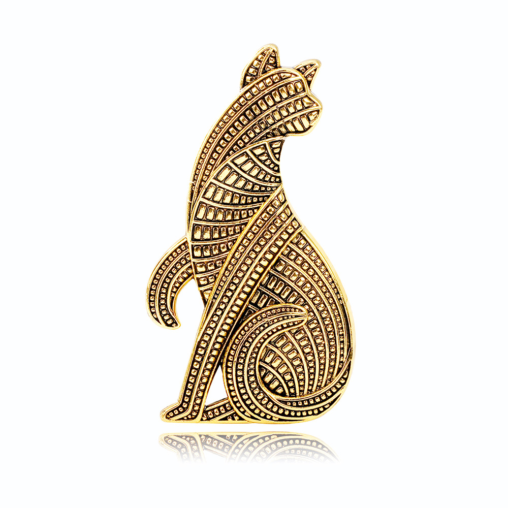 European and American Ancient Animal Tiger Brooch Vintage Cat Corsage Distressed Brooch Personality New Niche Accessories Pin