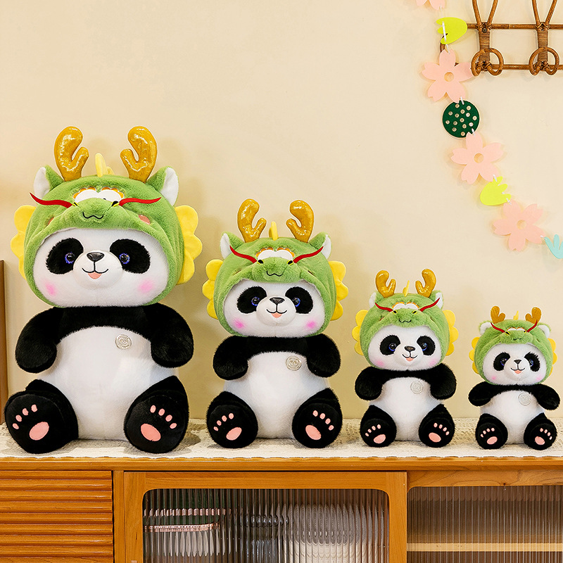 Panda Dragon Doll Plush Toys Panda National Treasure Sitting Style Doll Cute Panda Transformation Panda Pillow