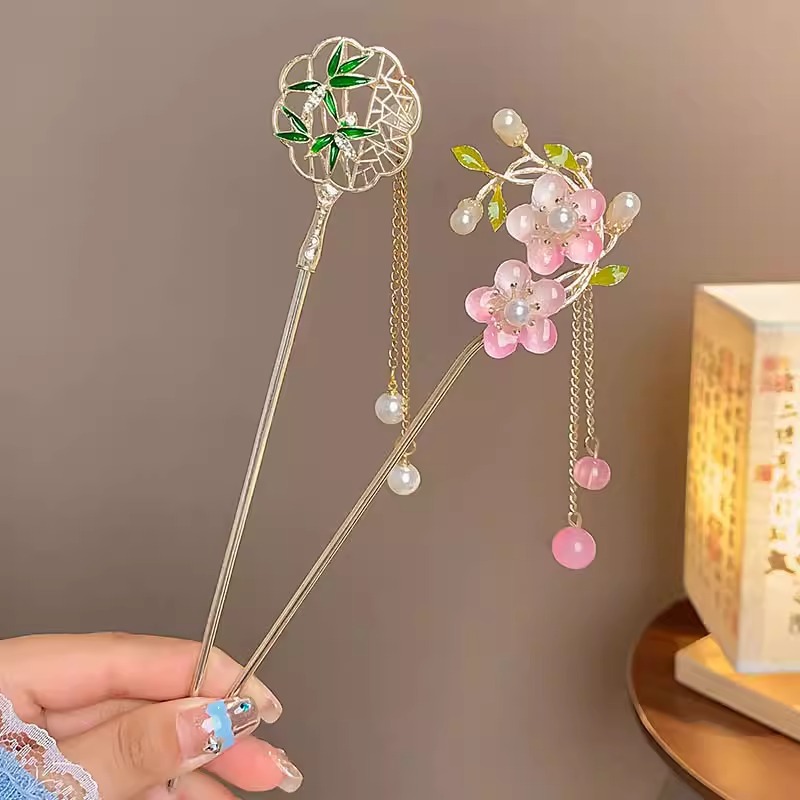 New Chinese Style Hairpin Women's High-Grade Tassel Step Hairpin Daily Updo Hairpin Ancient Style Hanfu Hairpin Headdress