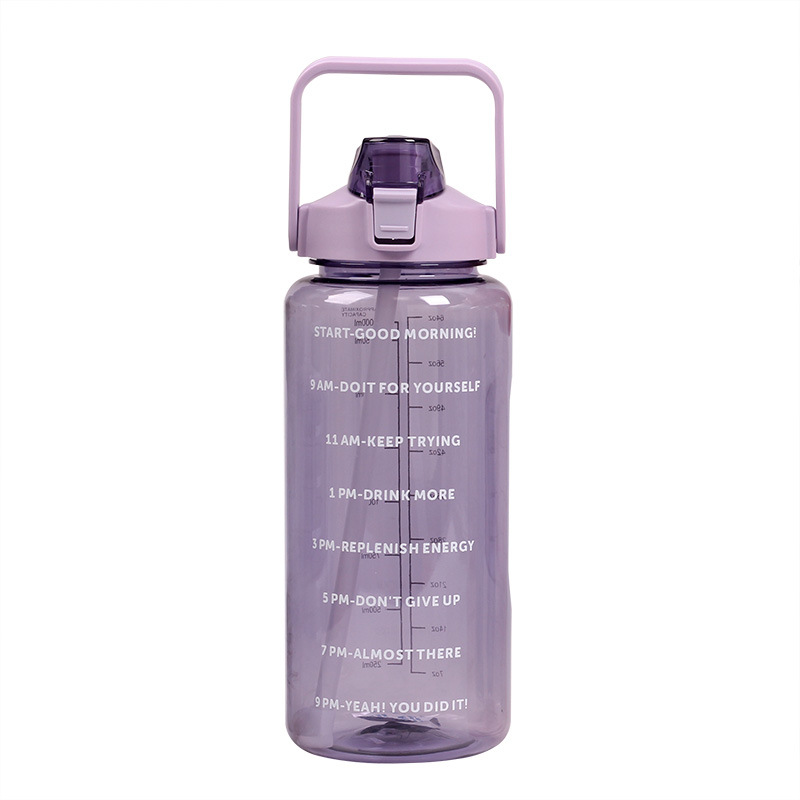 2000ml Reminder to Drink Plastic Sports Bottle with Scale Water Bottle Portable Space Cup Large Capacity Kettle