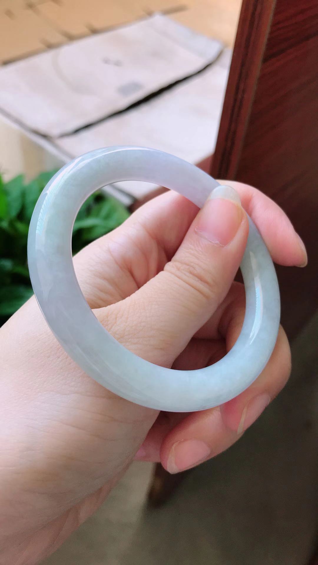 缅甸a货天然翡翠 54圈好种淡春彩圆条a货翡翠手镯 1073000554