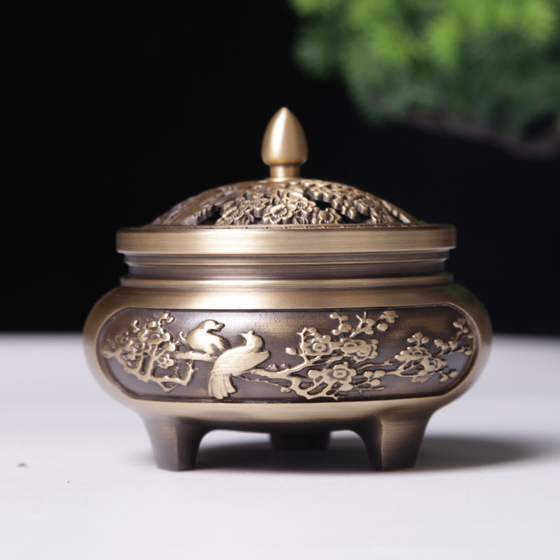 铜香炉 家用室内供奉大号沉香檀香盘香龙凤熏香炉 古风纯铜香炉