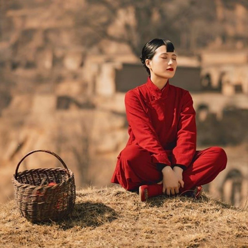 九儿演出服女红高粱同款衣服农民村姑摄影中国风古典九儿舞蹈服装