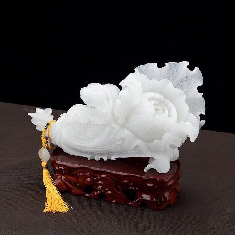 阿富汗玉白菜摆件客厅酒柜大白菜玉石玉摆件送礼佳品一件代发