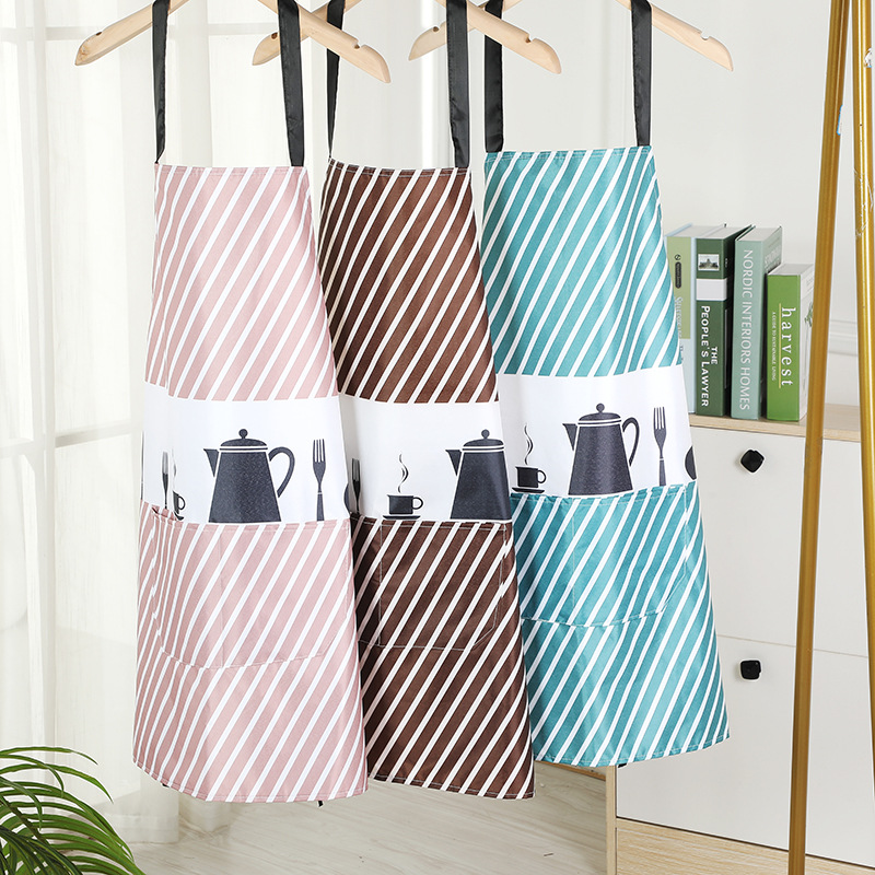 Geometric Twill Apron Kitchen Men‘s and Women‘s Oil-Proof Household Canvas Apron Waterproof Paint Fabric Apron Smock