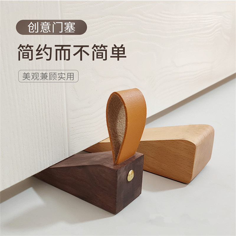 现货北欧风木门塞 创意榉木门档门塞挡门器门阻器门挡三角形门塞
