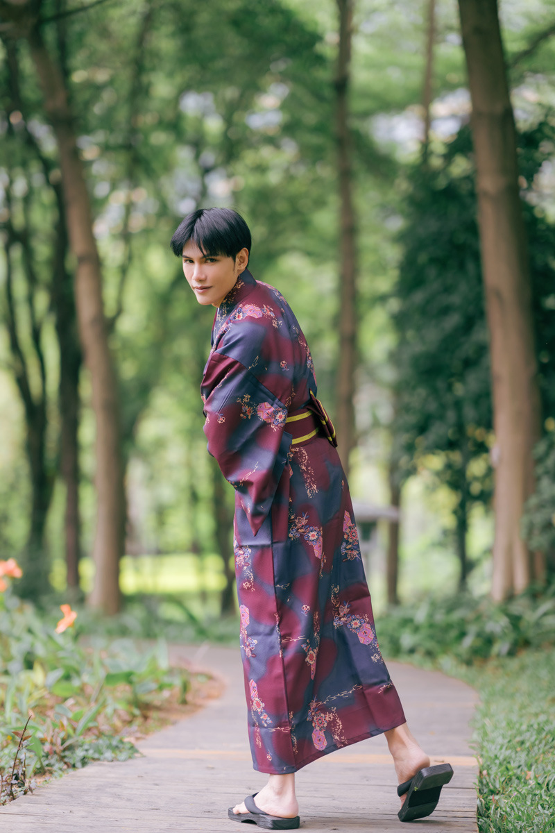 日本和服男传统武士绅士服正装日式和服不易皱材质