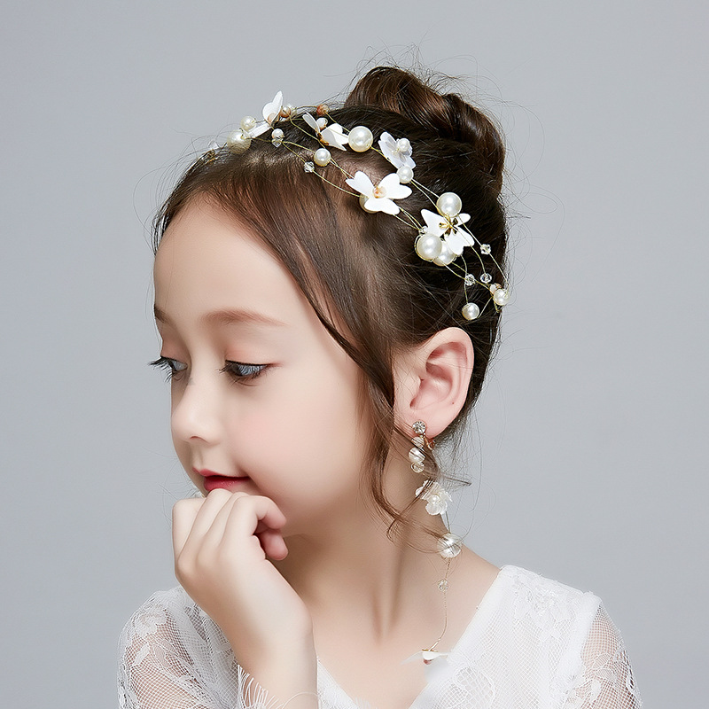 ebay女童头饰花朵儿童头花饰品发夹公主森女系花环小女孩演出发饰