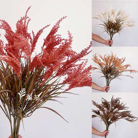 3头带叶小芦苇 仿真绿植酒店家居客厅软装插花摆件拍照道具仿真