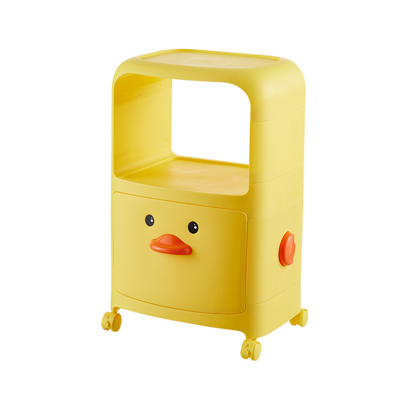 Trolley Rack Small Yellow Duck Snack Locker Movable Multi-Layer Children's Bedroom Bedside Toy Storage Rack