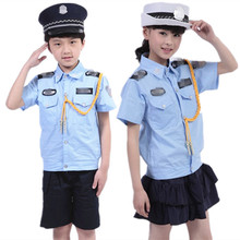 2021儿童小军装小交警演出服男女小敬察制服交警表演服黑猫警长套