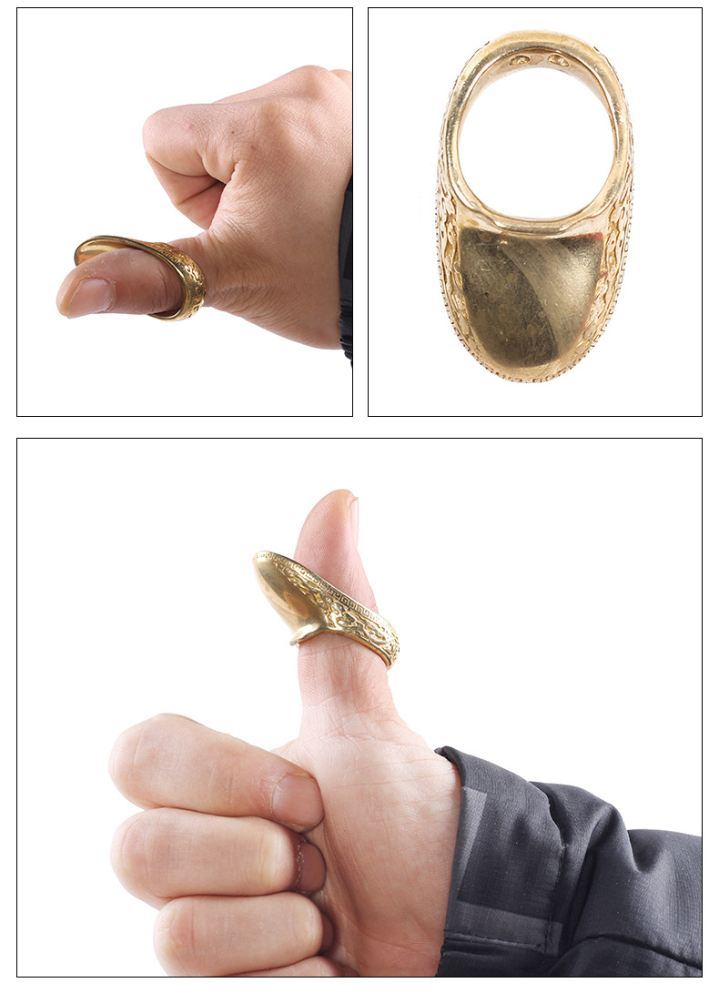 弓箭黄铜扳指蒙古式射法传统反曲直拉弓射箭比赛拇指勾弦坡型防具