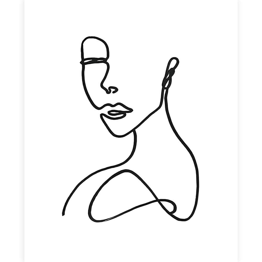 深圳工厂抽象线条女人帆布画芯 喷绘情侣相吻黑白极简客厅装饰画