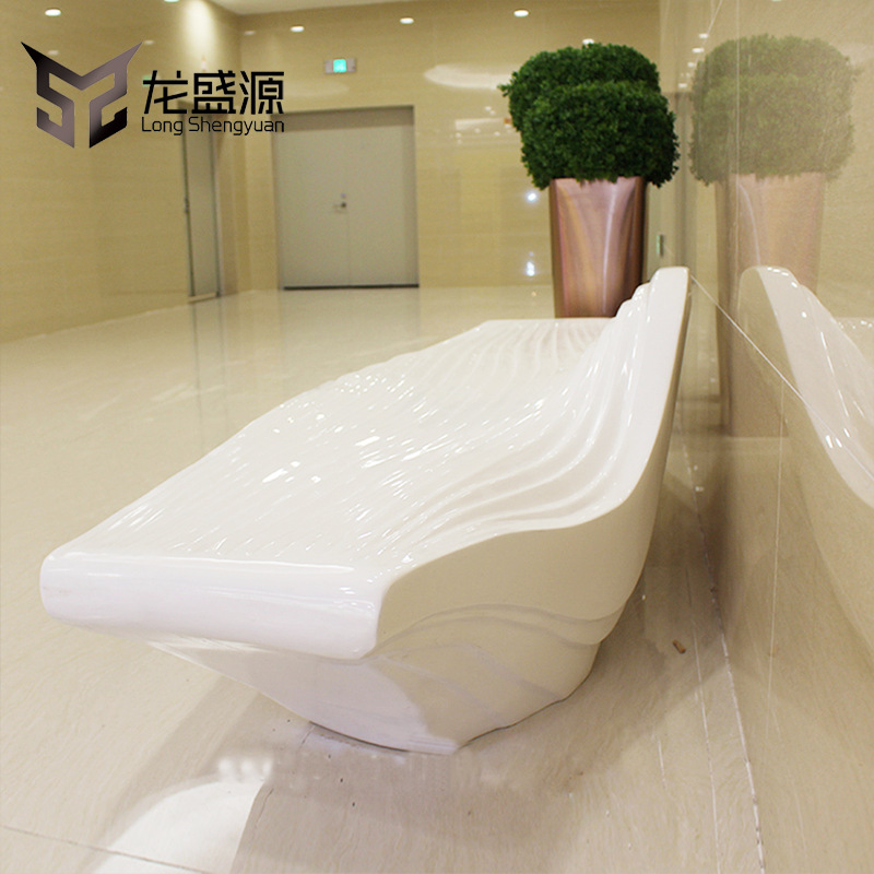 广东省玻璃钢座椅创意波浪椅商场酒店休息坐凳户外广场装饰椅制作