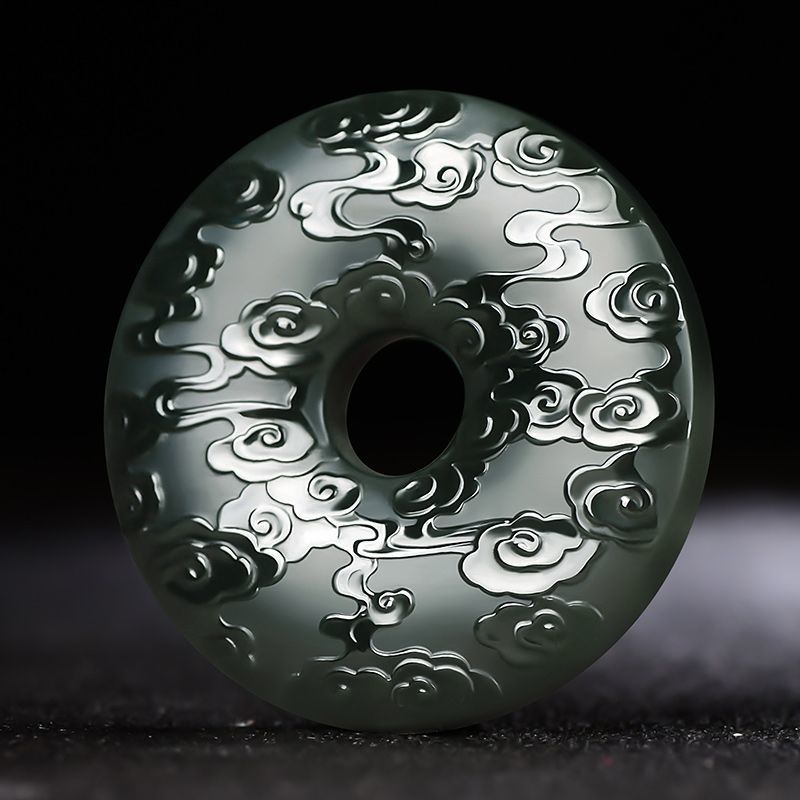 fa和田玉吊坠新疆大号祥云平安扣玉男士款玉坠玉牌玉佩玉挂坠送证