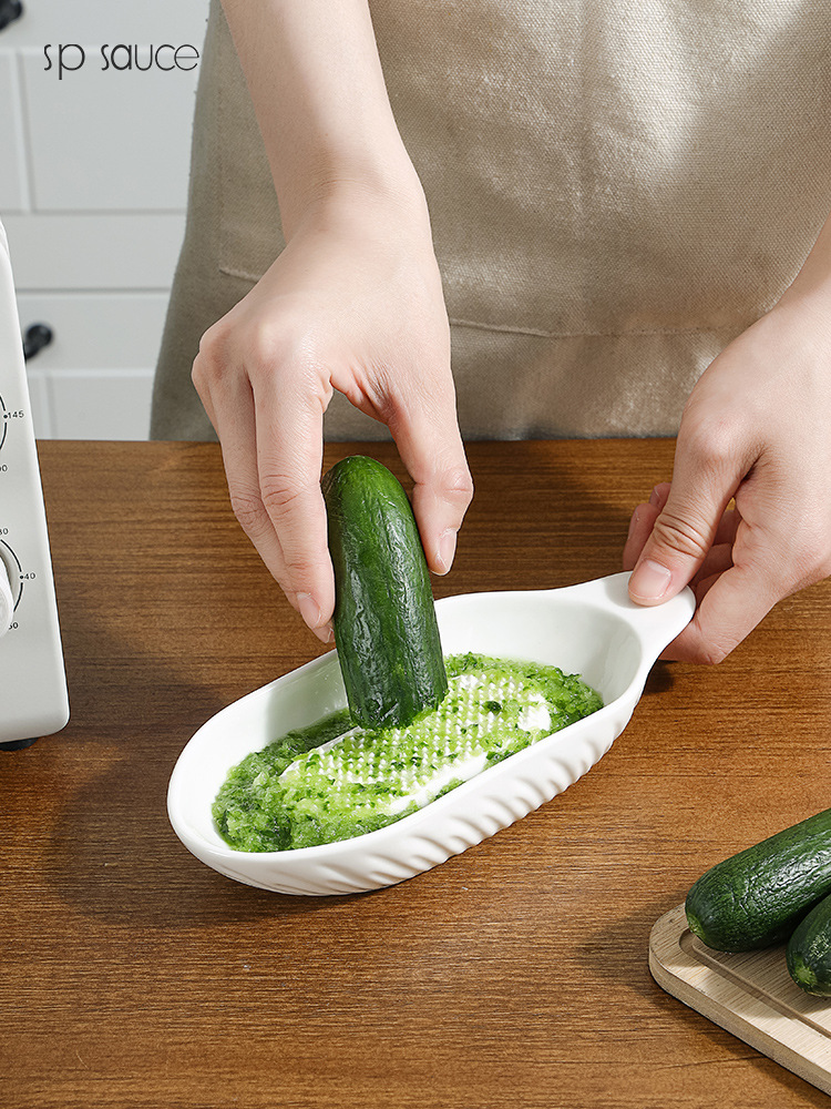 陶瓷研磨器手动食物研磨碗料理手动捣泥水果辅食研蓉碟蒜泥器