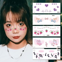 少女儿童脸部眼部写真一次性防水文身贴纸 可爱甜心音符蝴蝶草莓