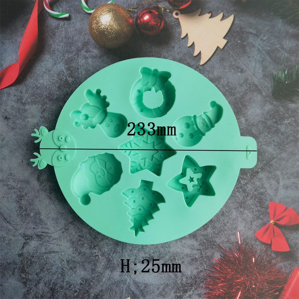 Silicone round 7-Piece Christmas Cake Mold DIY Soap Jelly Pudding Soap Cake Mold Baking Tool