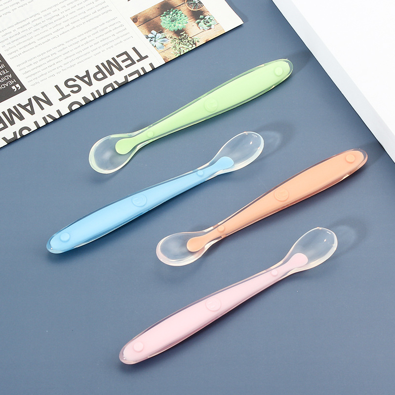 Baby Spoon Feeding Silicone Soft Spoon Feeding Solid Food Spoon Full Silicone Soft Spoon Children Spoon Maternal and Child Supplies