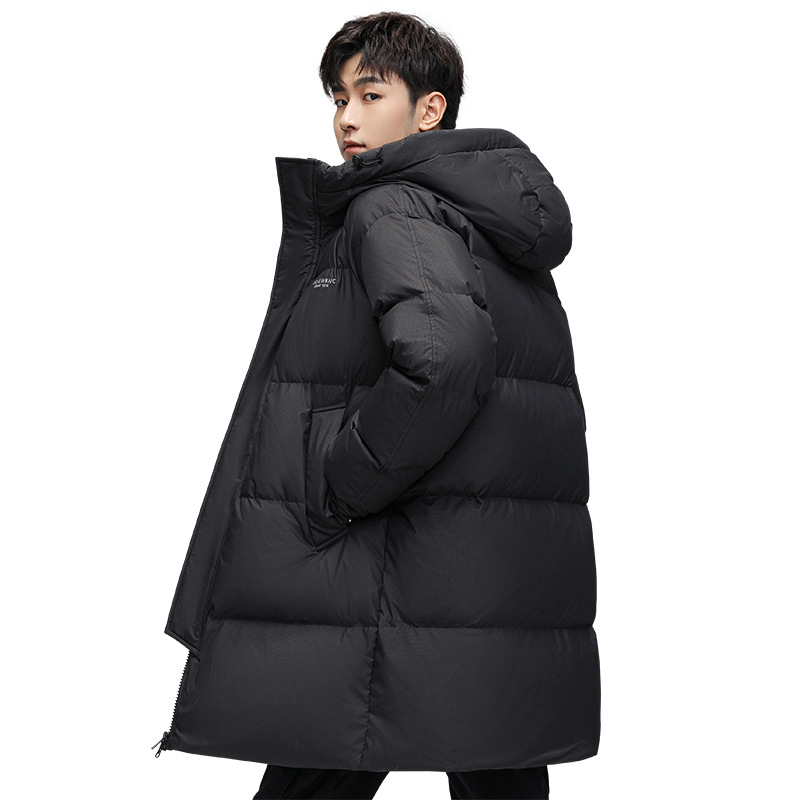 高端羽绒服男士冬季新款中长款加厚连帽休闲时尚保暖外套低绒款