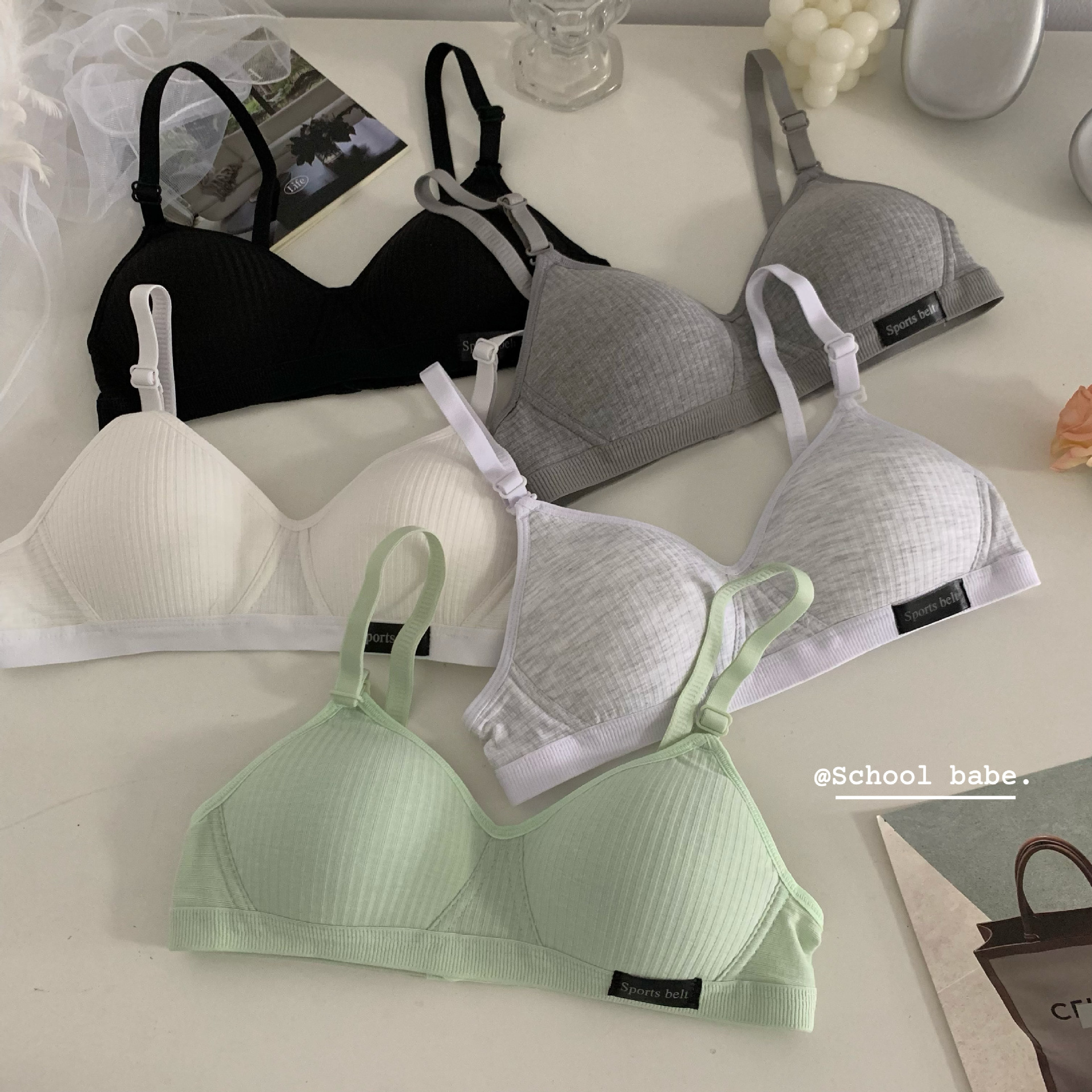 实拍2023夏季新款三角杯内衣无钢圈舒适胸罩美背运动文胸女批发