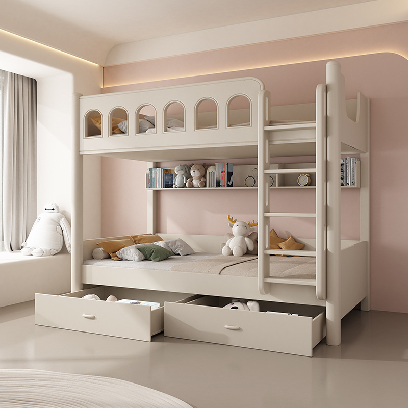 s`s`上下床双层床上下铺子母床儿童床高低床小户型白色平行床同宽