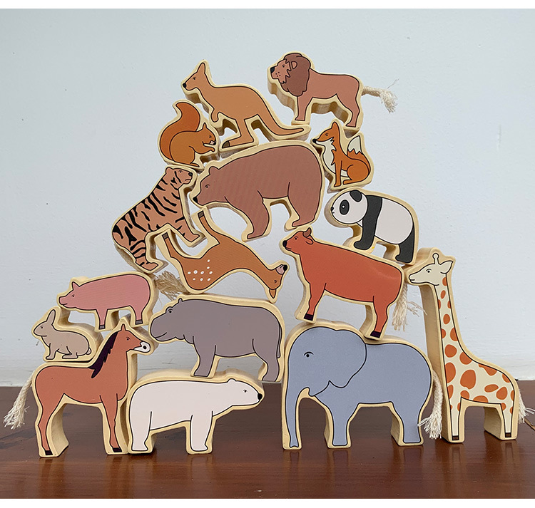 跨境早教益智动物叠叠乐积木 2-3-5岁男孩女孩桌面平衡叠叠高玩具