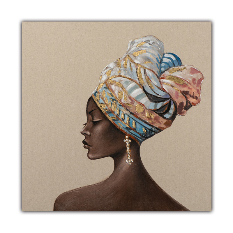 外贸出口手绘非洲女孩装饰油画 家居装饰画 厂家定制个性手绘油画