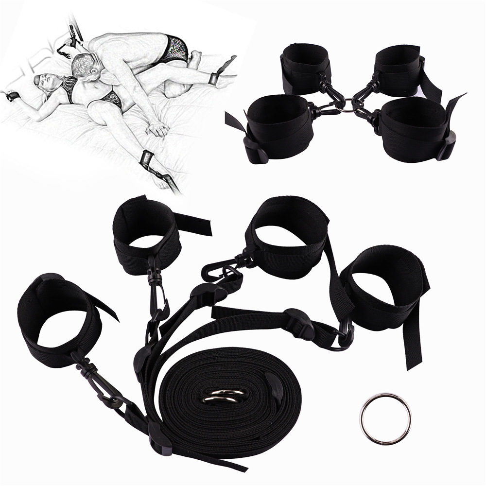 夫妻调情用品睡床绑带女用另类床上绑带情趣束缚捆绑手铐脚铐套装