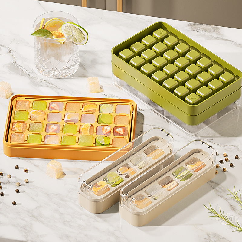 press mini ice tray ice cube mold food grade ice cubes artifact ice making storage box household ice cube mold