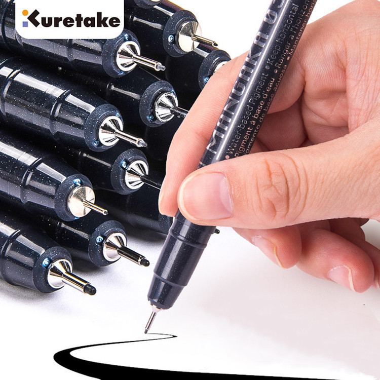 日本吴竹针管笔儿童画画彩色棕色美术工具画笔绘图描边防水勾线笔